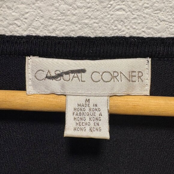 Vintage-Black Floral Embroidered Med Cardigan Sweater Casual Corner Cottagecore - Picture 3 of 8